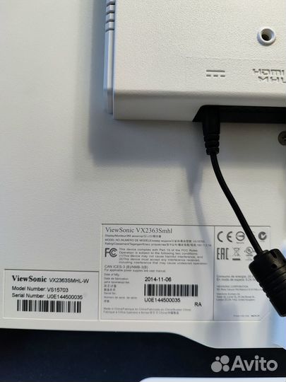 Монитор Viewsonic VX2363Smhl-W