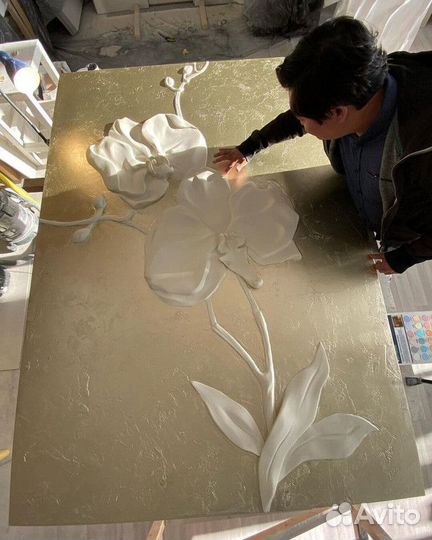 Барельеф / Панно Две орхидеи