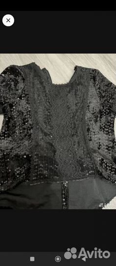 Комбинезон с кружевом и пайетками бархатный 46-48