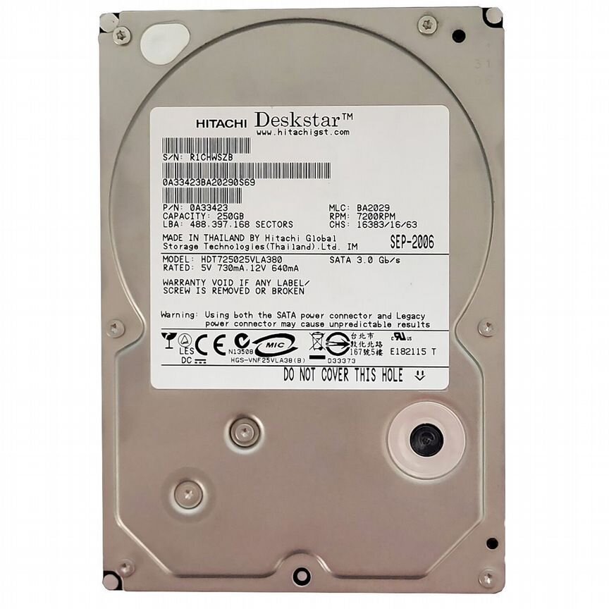 [HDT725025VLA380] Жесткий Диск Hitachi 250gb Sata2 Hdt725025vla380