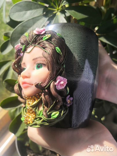 Кружка с декором из полимерной глины