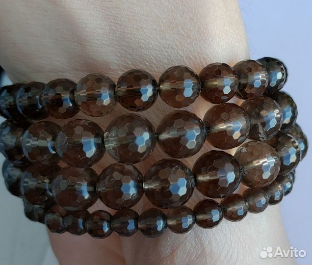 Набор серьги и браслет из дымчатого стекла