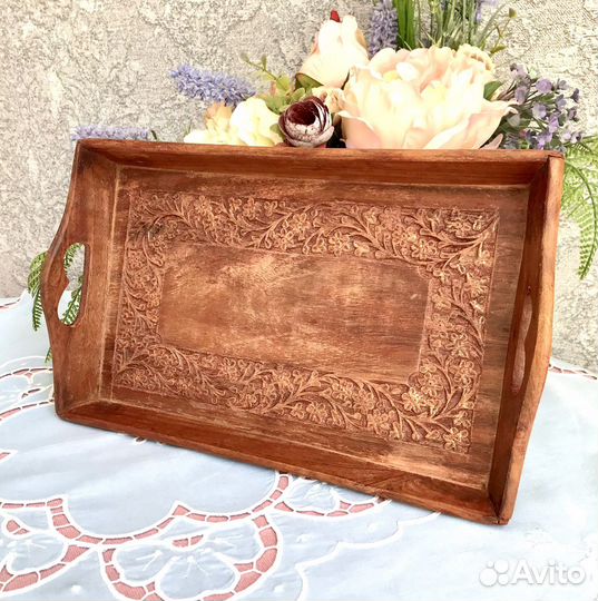Поднос деревянный, винтаж, Германия