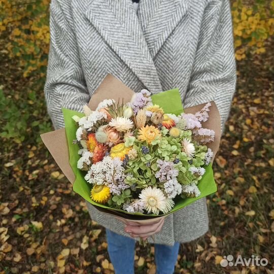 Букет цветы сухоцветы композиция из сухоцветов