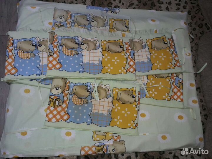 Детский комплект с бортиками и балдахином