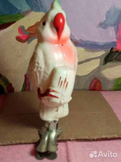 Елочные игрушки СССР Дед мороз Папугай