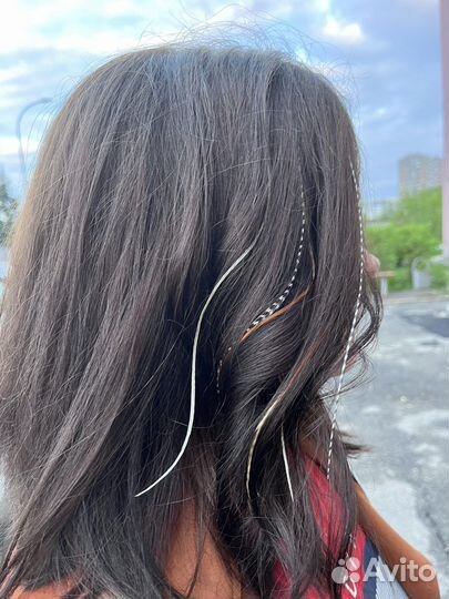 Наращивание перьев в волосы/ перья петуха гризли