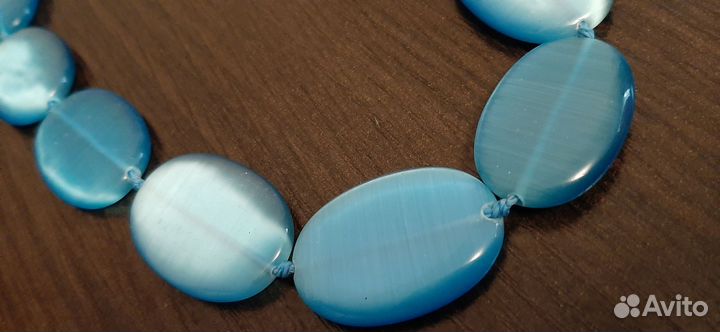 Бусы колье из натуральных камней. Кошачий глаз