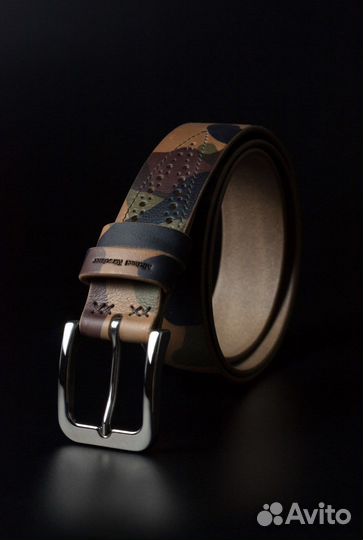Классический джинсовый ремень из натуральной кожи