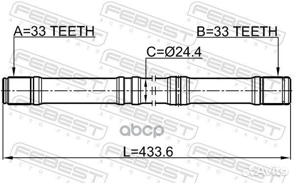 Полуось левая 33X433.4X33 подходит для mitsubishi
