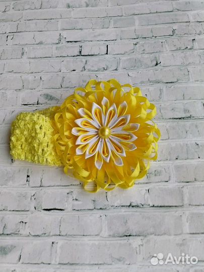 Повязка для волос с бантом из атласной ленты