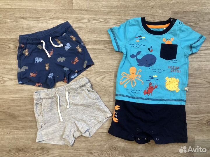 Летние вещи для мальчика, шорты H&M 68, песочник