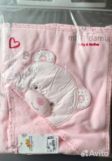 Детское полотенце с уголком+рукавичка