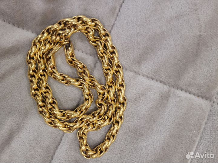Цепь позолоченная серебро 999пробы