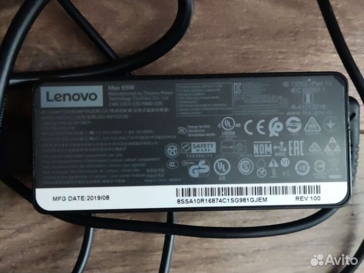 Блок питания для ноутбука Lenovo usb type-c, 65w