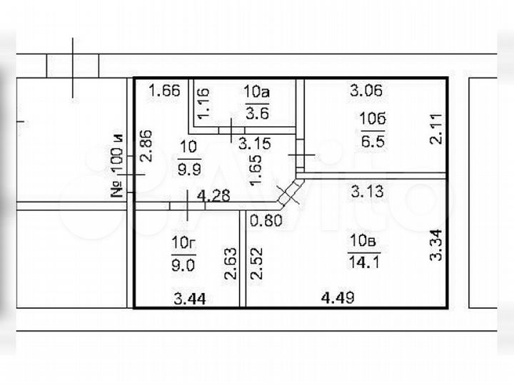Комната 43 м² в 2-к., 1/5 эт.