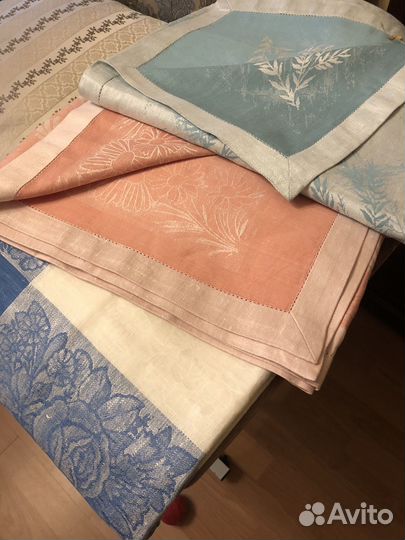 Скатерть лен жаккард с мережкой