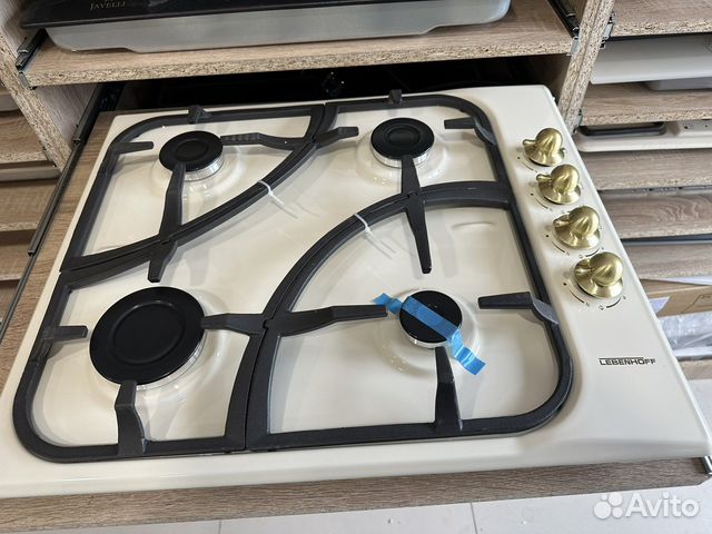 Газовая варочная панель 4 конфорки бежевый цвет