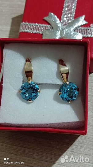 Новые серьги 585, c топазом