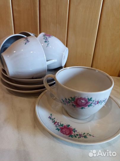 Кофейная чашка с блюдцем 6шт. Фаянс