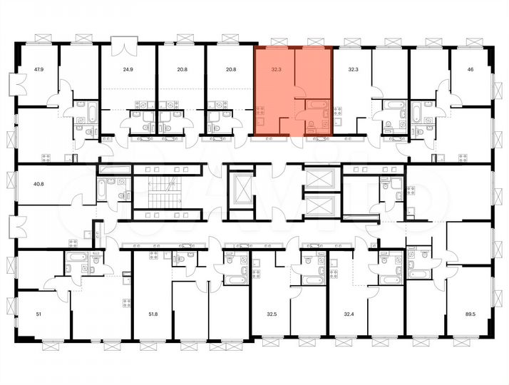 1-к. квартира, 32,3 м², 10/25 эт.
