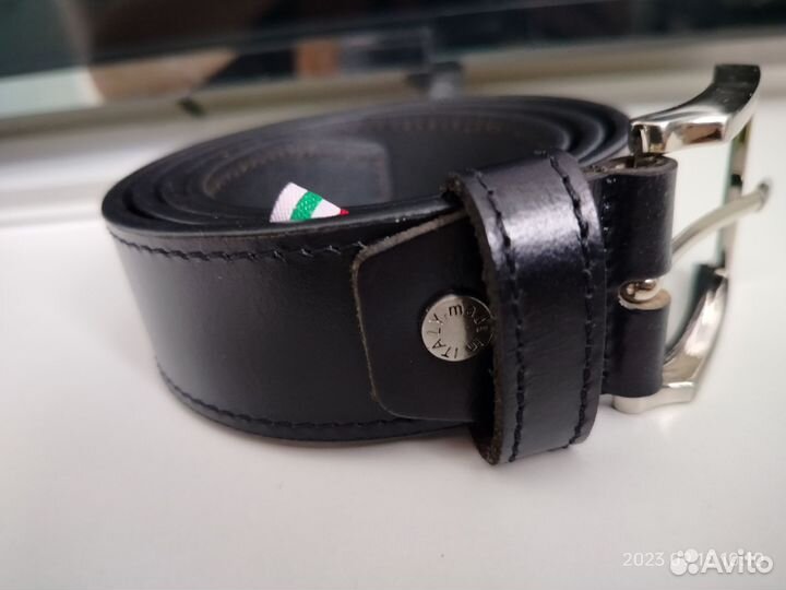 Мужской кожаный ремень черный Cantarelli