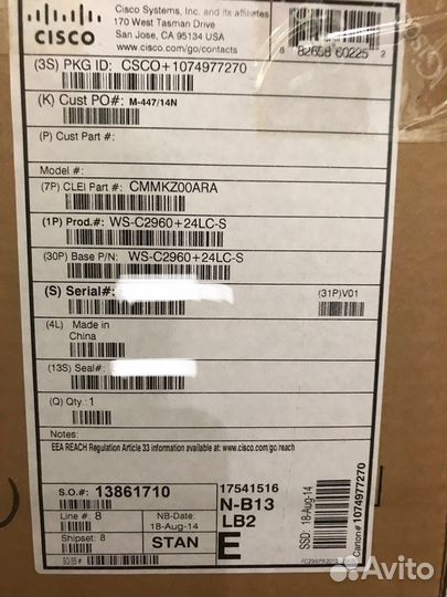 Новые Cisco WS-C2960+24LC-S со склада в Москве