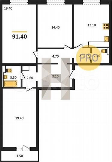3-к. квартира, 91,4 м², 10/18 эт.