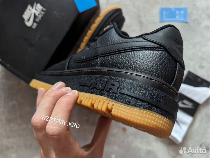 Кроссовки Nike Air Force 1 low Black Gum + подaрок