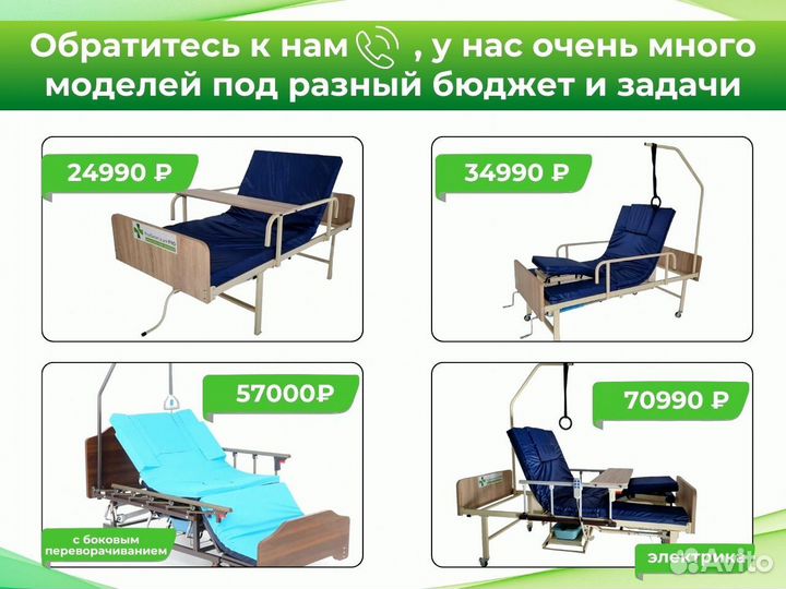 Кровать медицинская механическая для лежачих