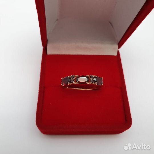 Е.Ц. Кольцо с гранатами, золото 585 (id 62642)