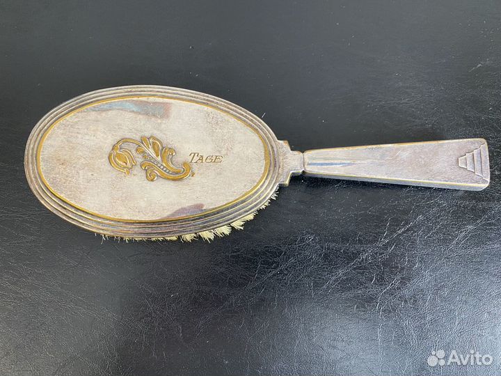 Старинная одёжная щётка. Серебрение. Дания