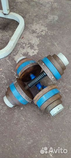 Штанга с блинами. Гантели