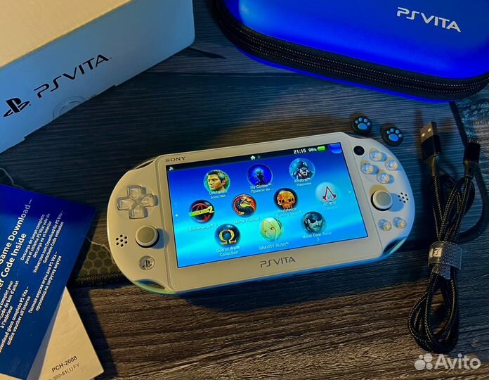 Sony PS Vita Slim Light Blue 128gb 7500 игр набор