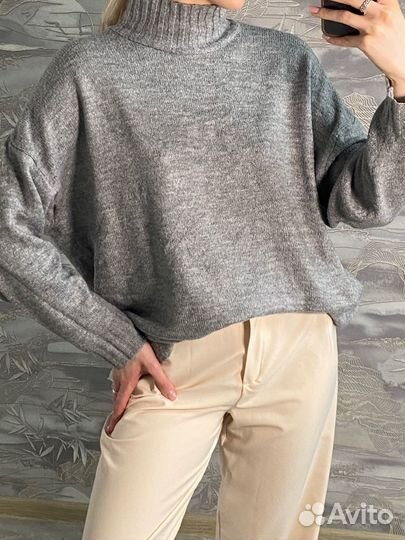 Свитер женский серый oversize