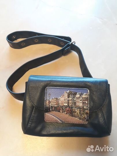 Женская сумка на пояс натуральная кожа