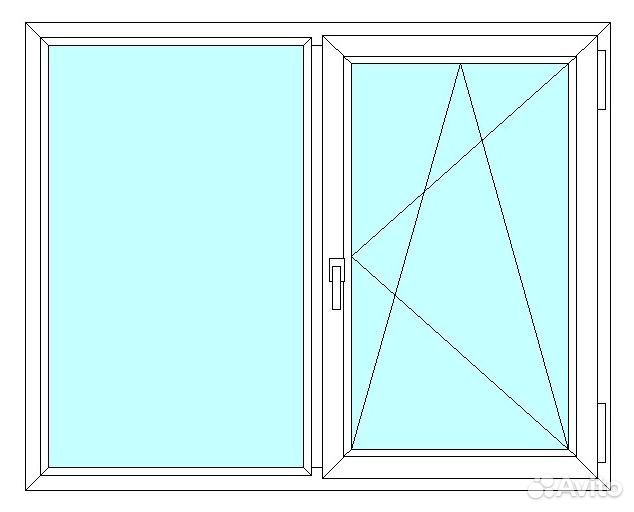 Окно veka WHS60, 2 ств., 2-кам. с/п, 1300x950