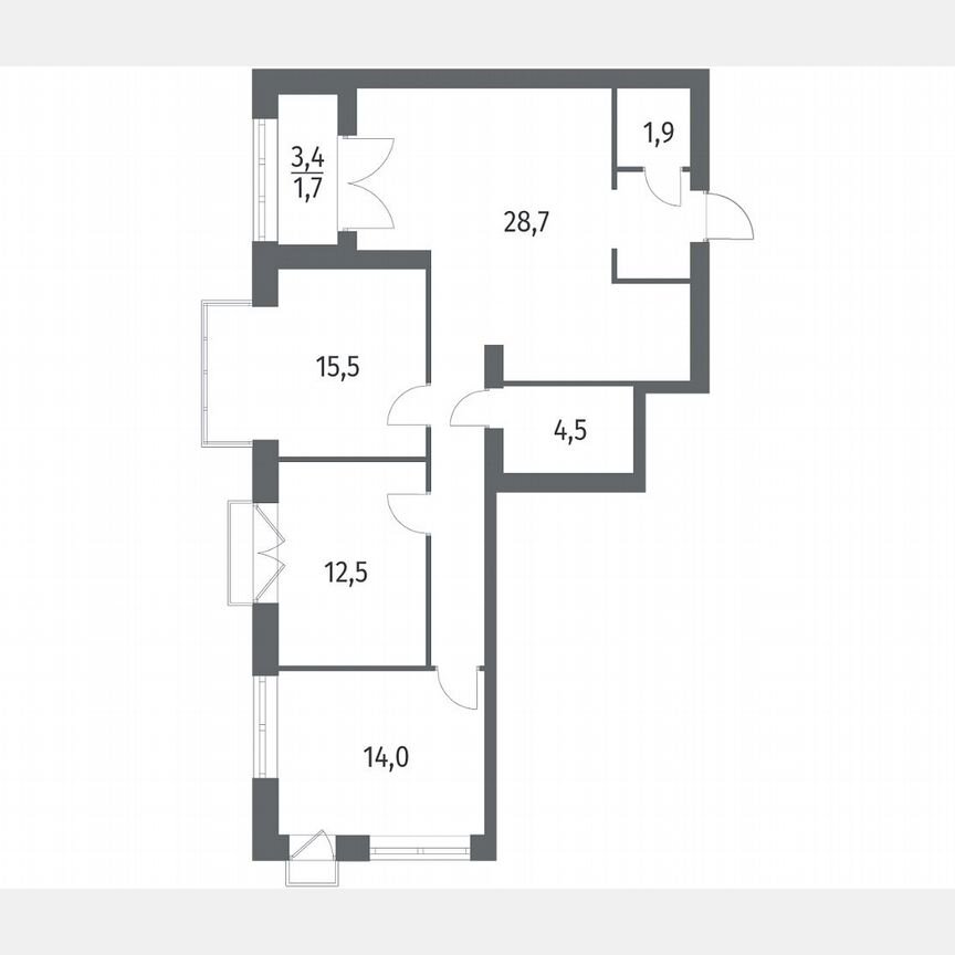 3-к. квартира, 89,5 м², 7/11 эт.