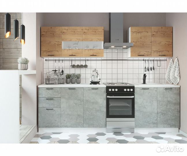 Кухня Дуся 2.0 м дуб бунратти / цемент