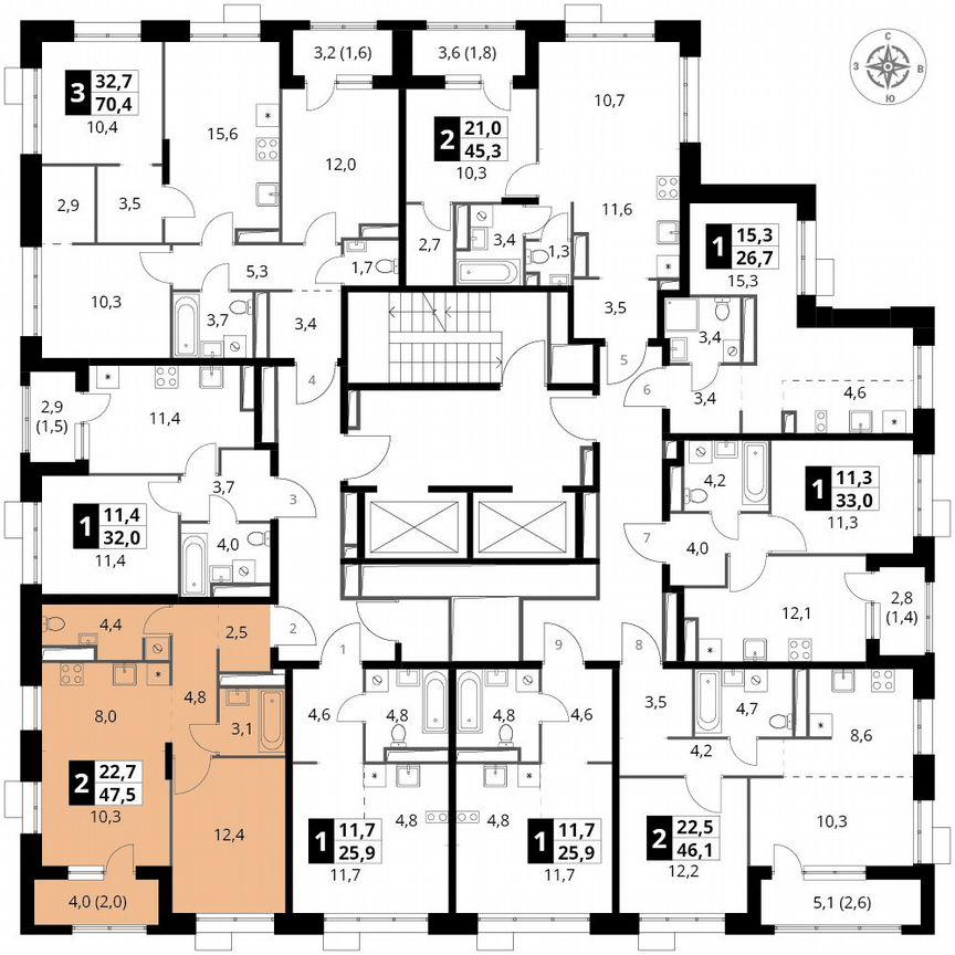 2-к. квартира, 47,5 м², 18/25 эт.