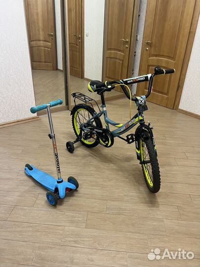 Детский велосипед и самокат
