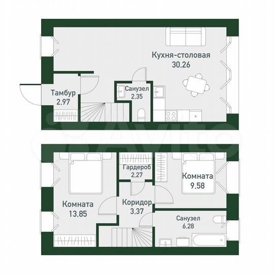 2-к. квартира, 74,7 м², 1/4 эт.