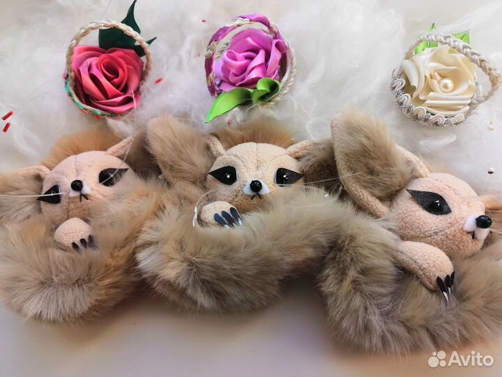 Мягкая игрушка лисичка фенёк (брошка)