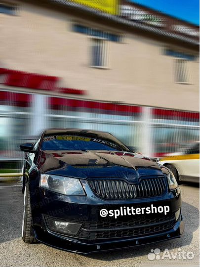 Сплиттер губа на бампер Skoda Octavia A7 A7FL