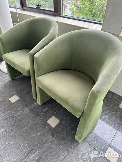 Кресло зеленое бархат велюр замша