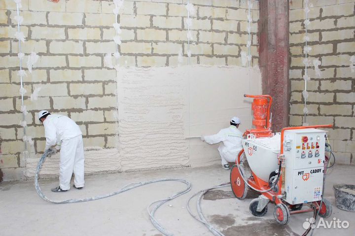 Механизированная штукатурка от 200 м2 по стенам