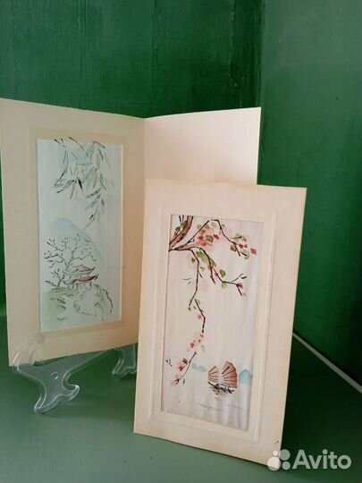 Открытка на шелке винтаж