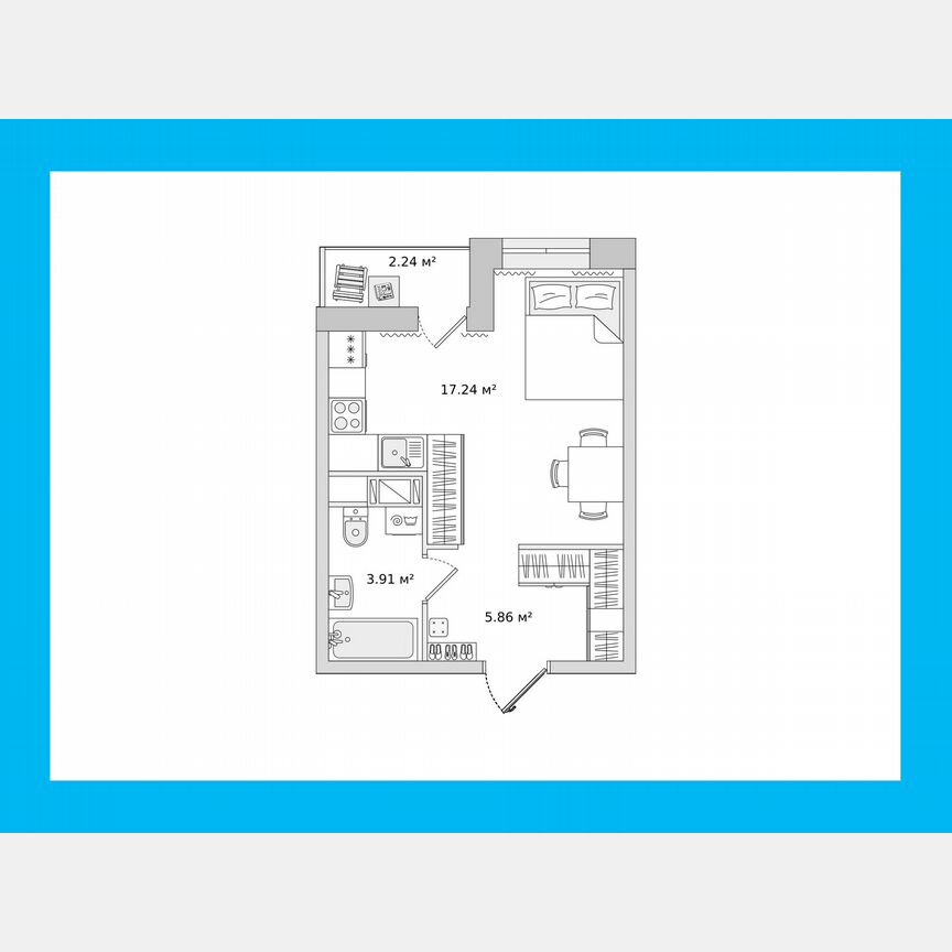 Квартира-студия, 27 м², 17/17 эт.