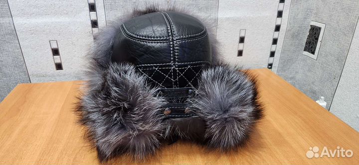 Шапка ушанка натуральный мех кожаная женская р 59