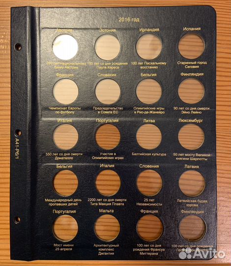 Блистерный лист для пямятных монет евро
